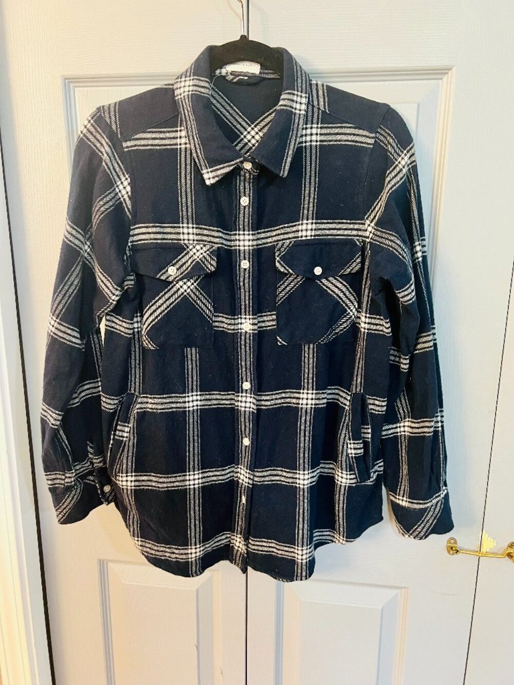 Flannel Plaid Shirt/Jacket, Navy & White by Thread & Supply